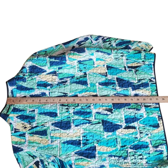 Blue/ Green Quilted Blazer with Modern Design. Lightweight.Reversible. SM. B0035 - Picture 6 of 7